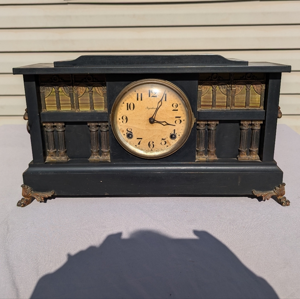 Antique Rare Ingraham Palace mantel clock missing pendulum & Key not tested